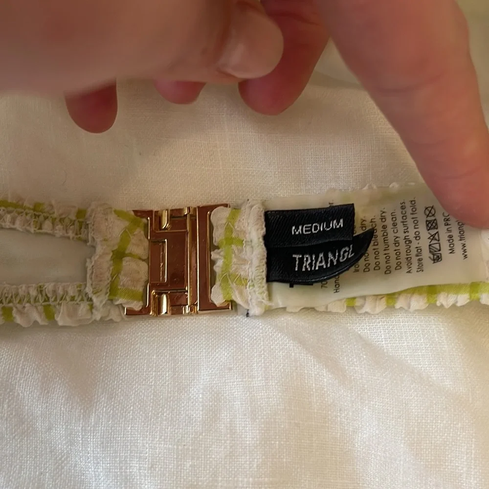 Triangl Bikini only worn once! Green and white checker small bottom medium top - Picture 3 of 3